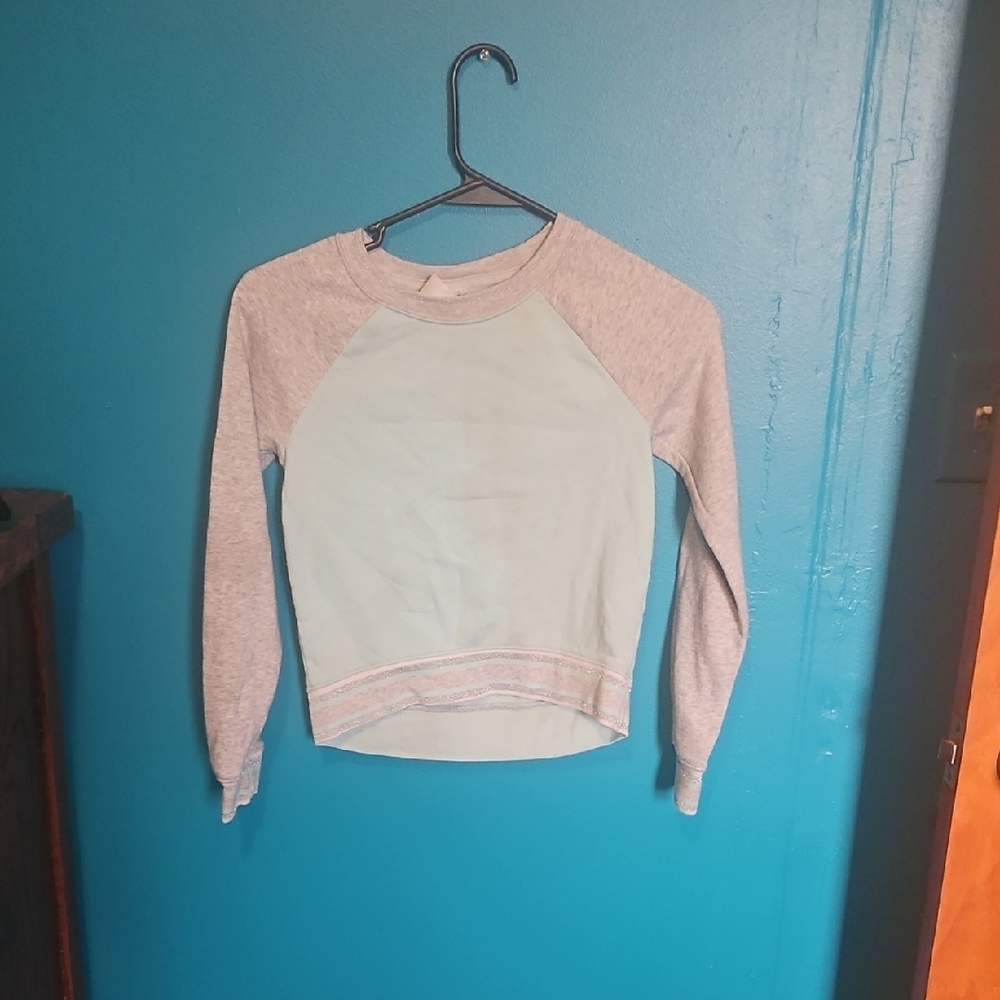 wonder nation Mint Green and Heather Gray Raglan Sweatshirt
